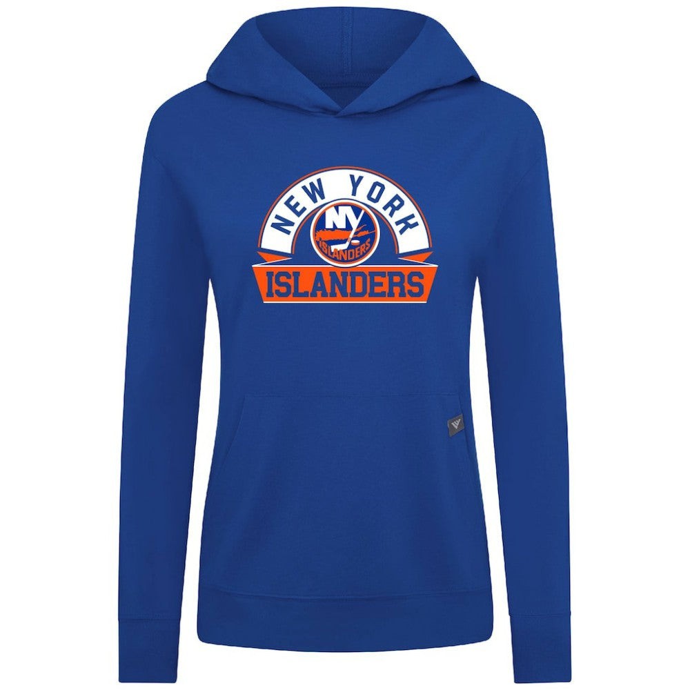 New York Islanders Levelwear Women's Relay Banner Arch Pullover Hoodie - Royal Hoodies