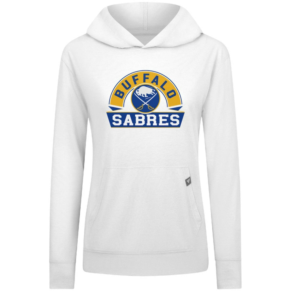 Buffalo Sabres Levelwear Women's Relay Banner Arch Pullover Hoodie - White Hoodies