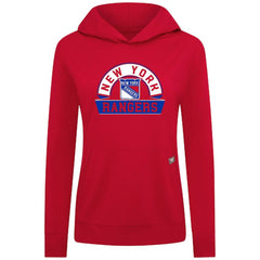 New York Rangers Levelwear Women's Relay Banner Arch Pullover Hoodie - Red Hoodies