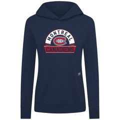 Montreal Canadiens Levelwear Women's Relay Banner Arch Pullover Hoodie - Navy Hoodies