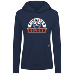 Edmonton Oilers Levelwear Women's Relay Banner Arch Pullover Hoodie - Navy Hoodies