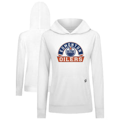 Edmonton Oilers Levelwear Women's Relay Banner Arch Pullover Hoodie - White Hoodies