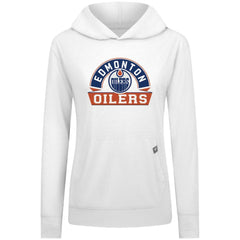 Edmonton Oilers Levelwear Women's Relay Banner Arch Pullover Hoodie - White Hoodies