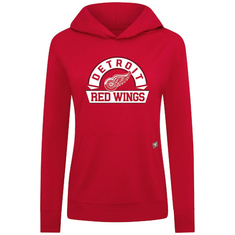 Detroit Red Wings Levelwear Women's Relay Banner Arch Pullover Hoodie - Red Hoodies