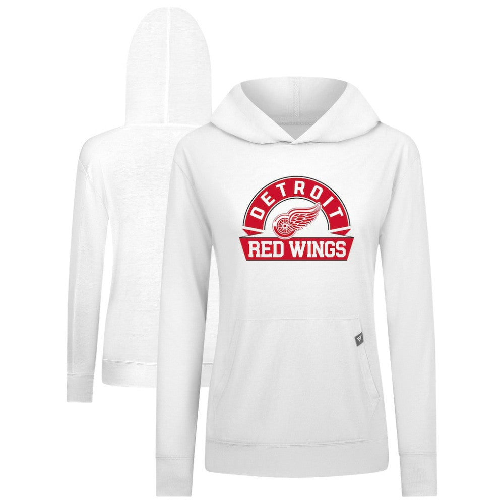 Detroit Red Wings Levelwear Women's Relay Banner Arch Pullover Hoodie - White Hoodies