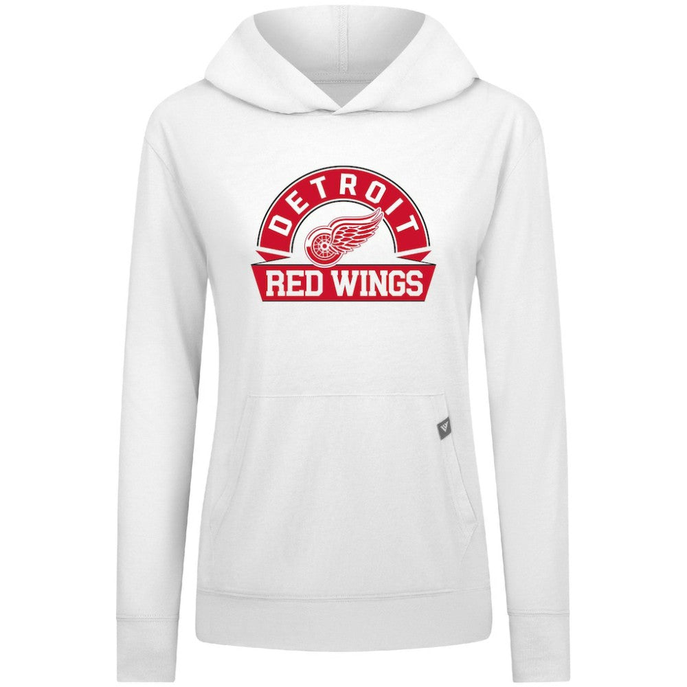 Detroit Red Wings Levelwear Women's Relay Banner Arch Pullover Hoodie - White Hoodies