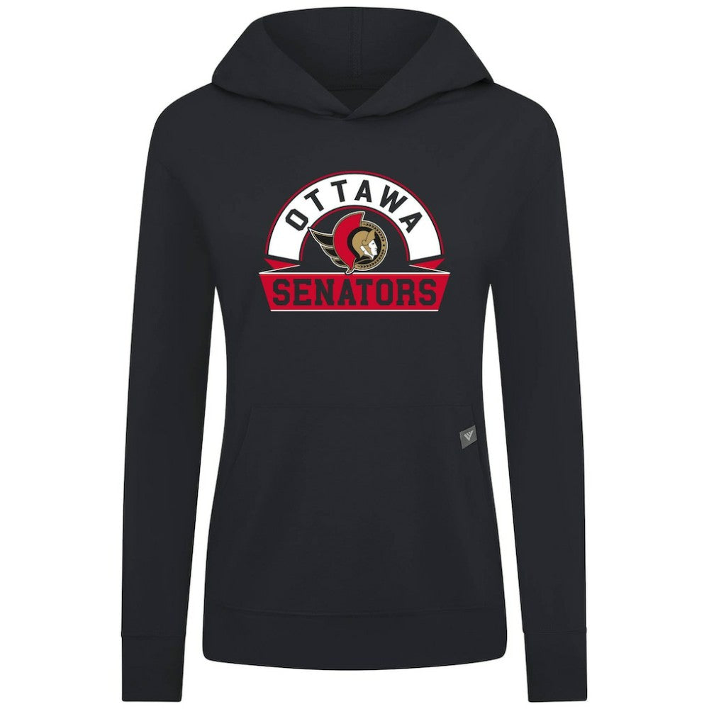 Ottawa Senators Levelwear Women's Relay Banner Arch Pullover Hoodie - Black Hoodies