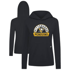 Pittsburgh Penguins Levelwear Women's Relay Banner Arch Pullover Hoodie - Black Hoodies