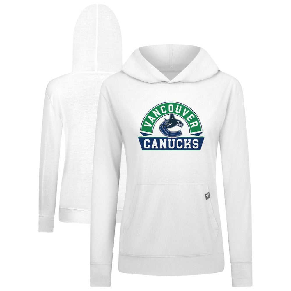 Vancouver Canucks Levelwear Women's Relay Banner Arch Pullover Hoodie - White Hoodies