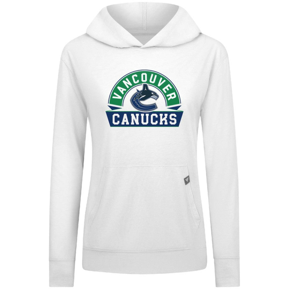 Vancouver Canucks Levelwear Women's Relay Banner Arch Pullover Hoodie - White Hoodies