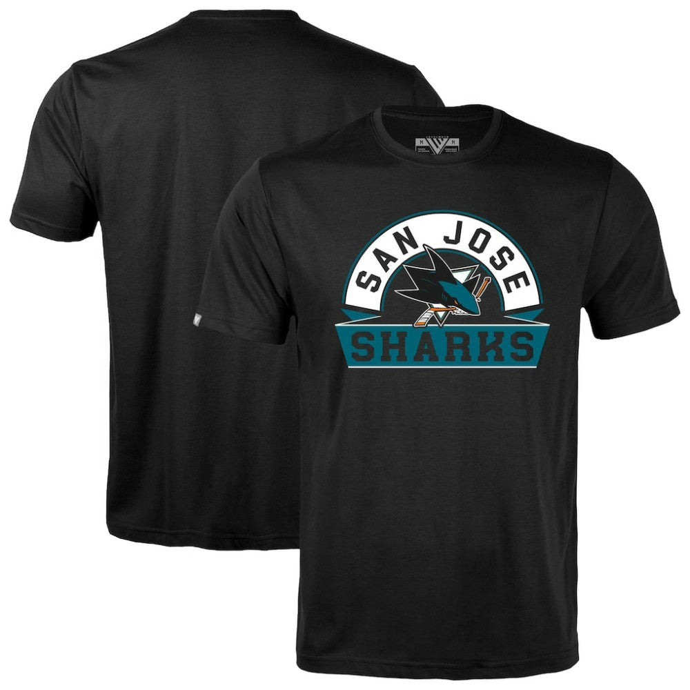 San Jose Sharks Levelwear Richmond Banner Arch T-Shirt - Black T-shirts