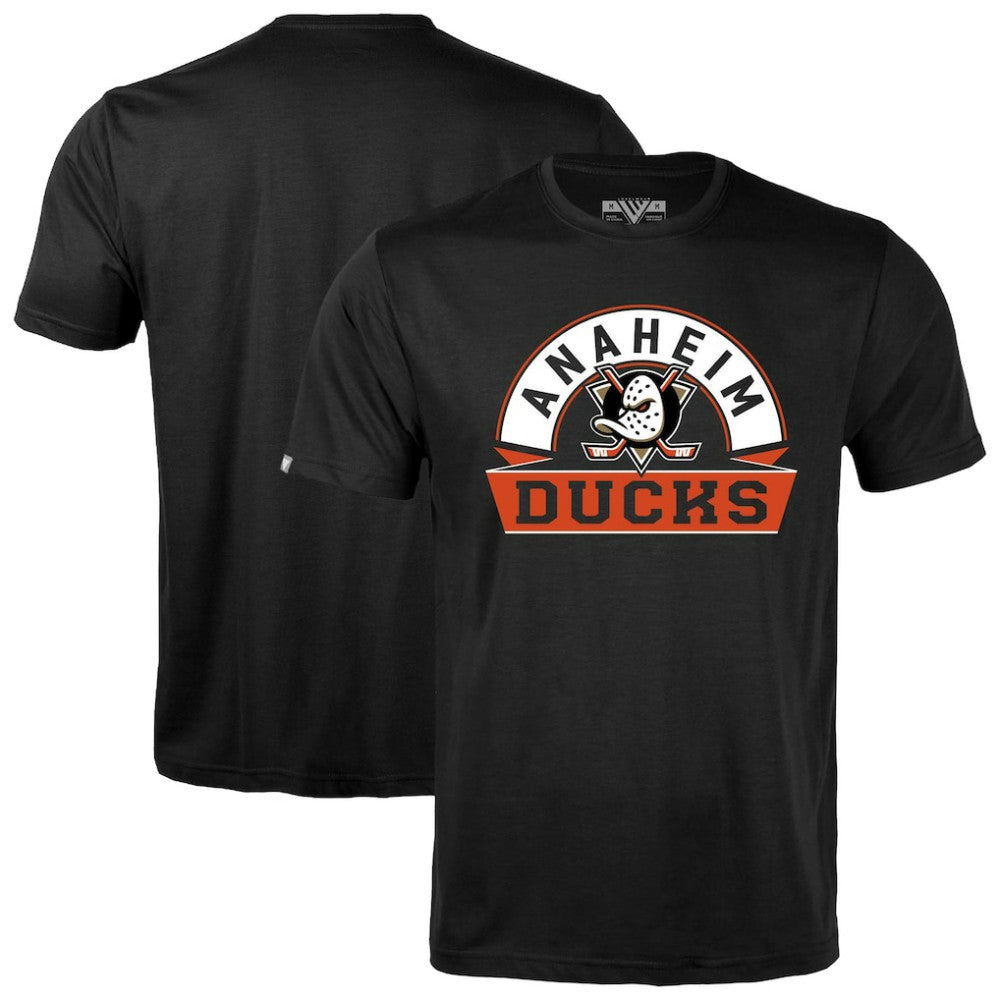 Anaheim Ducks Levelwear Richmond Banner Arch T-Shirt - Black T-shirts
