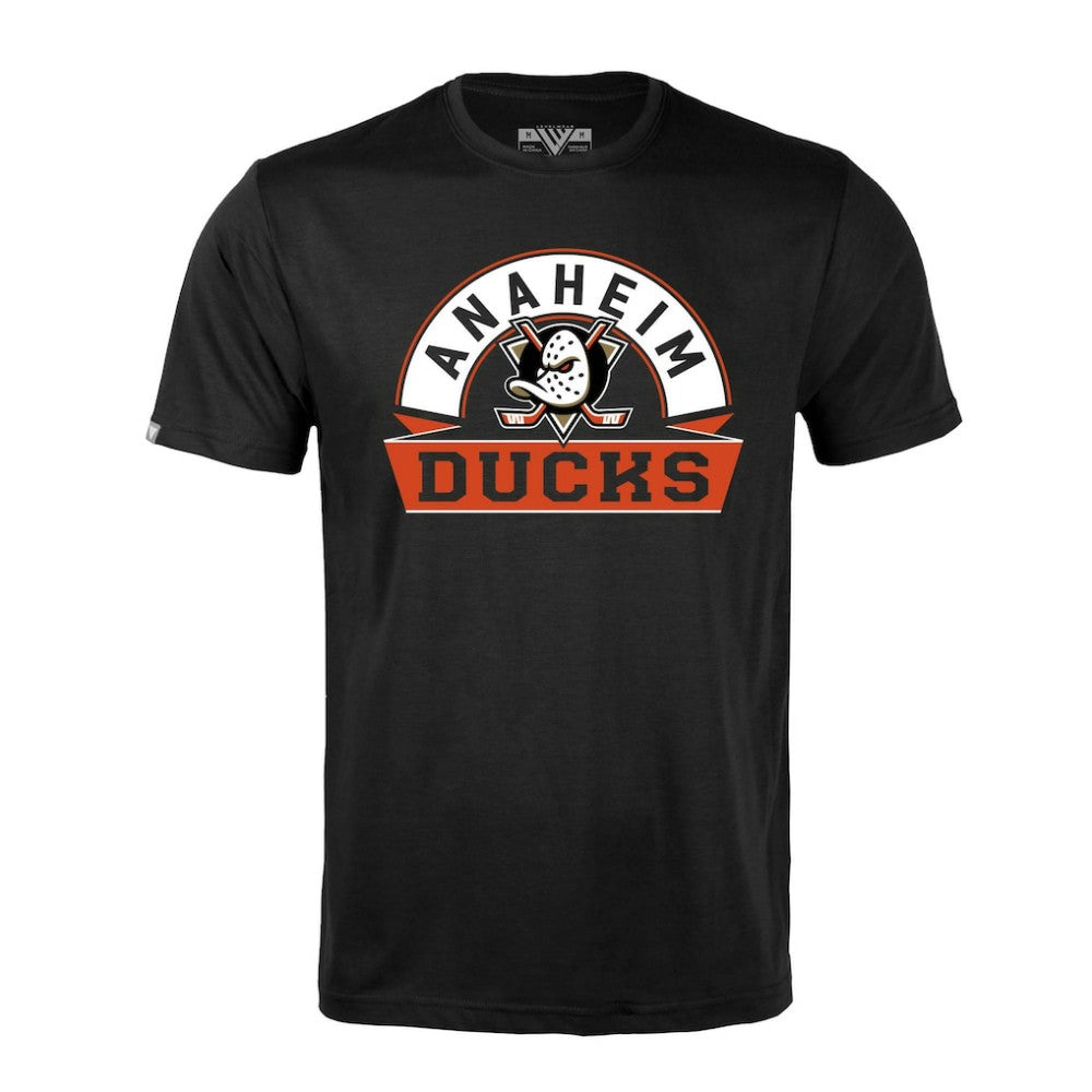 Anaheim Ducks Levelwear Richmond Banner Arch T-Shirt - Black T-shirts