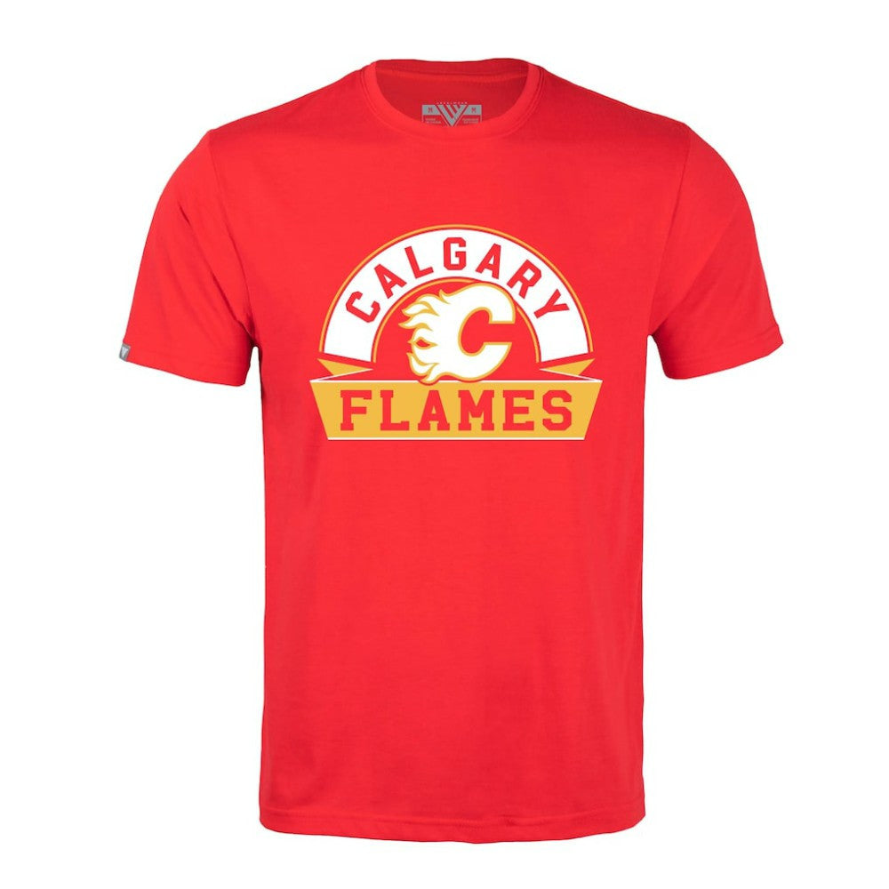 Calgary Flames Levelwear Richmond Banner Arch T-Shirt - Red T-shirts