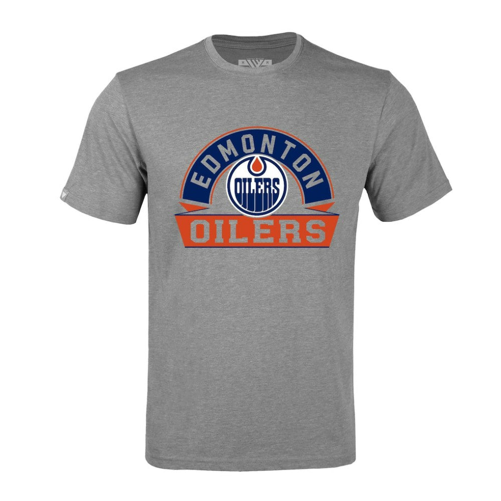 Edmonton Oilers Levelwear Richmond Banner Arch T-Shirt - Gray T-shirts