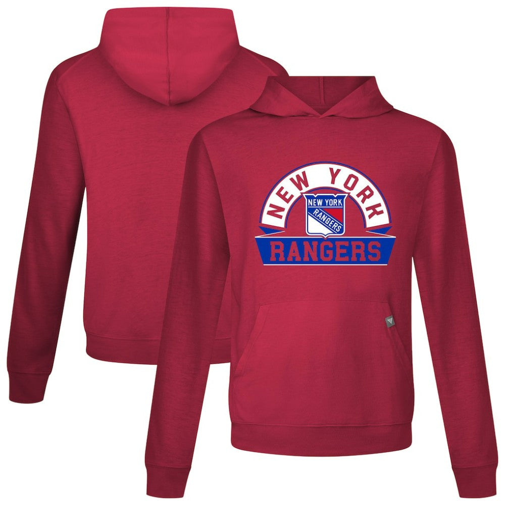 New York Rangers Levelwear Relay Banner Arch Pullover Hoodie - Red Hoodies