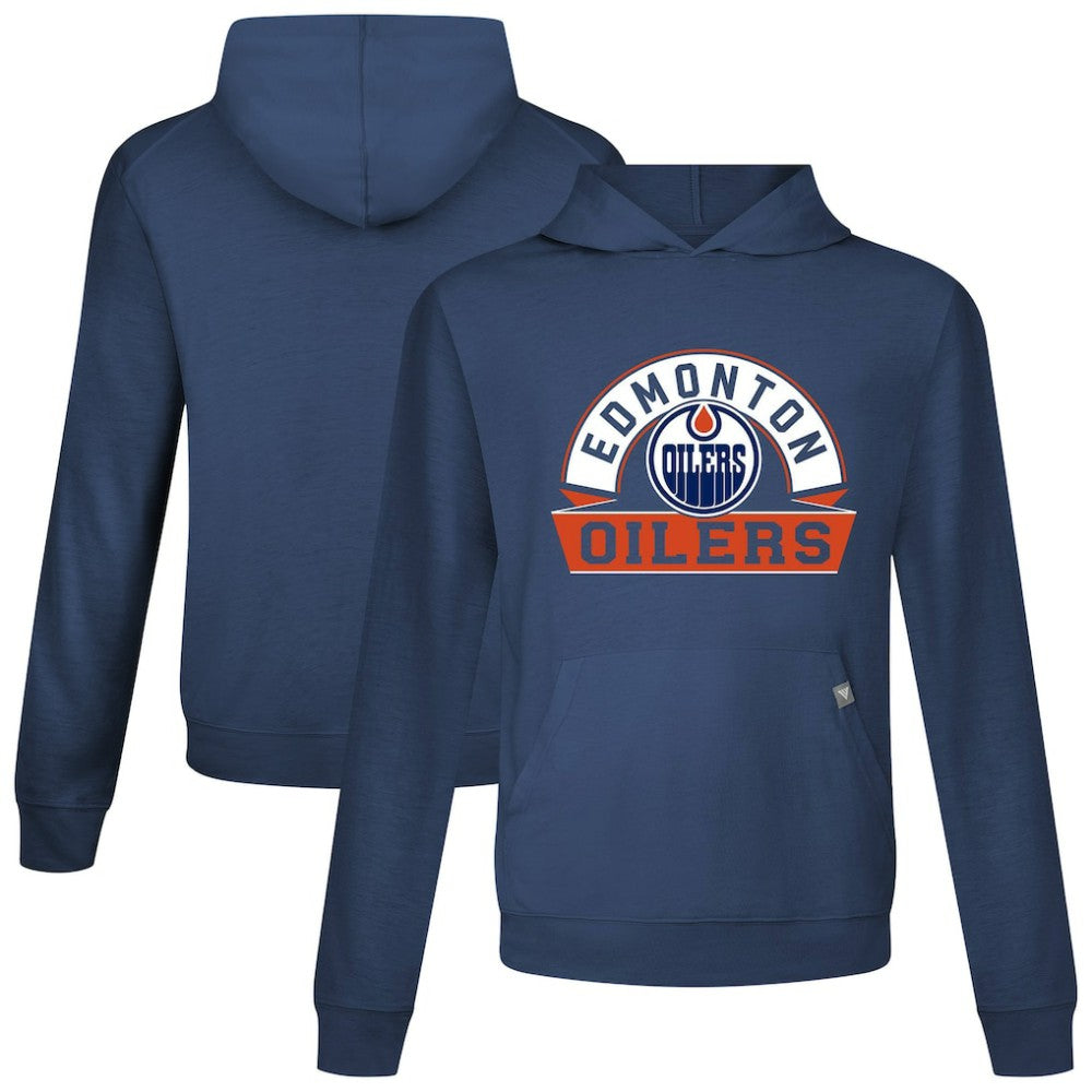 Edmonton Oilers Levelwear Relay Banner Arch Pullover Hoodie - Navy Hoodies