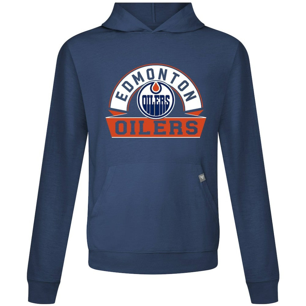 Edmonton Oilers Levelwear Relay Banner Arch Pullover Hoodie - Navy Hoodies