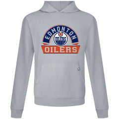 Edmonton Oilers Levelwear Relay Banner Arch Pullover Hoodie - Gray Hoodies