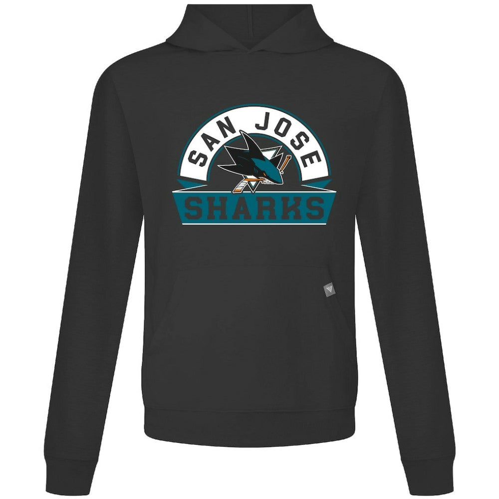 San Jose Sharks Levelwear Relay Banner Arch Pullover Hoodie - Black Hoodies