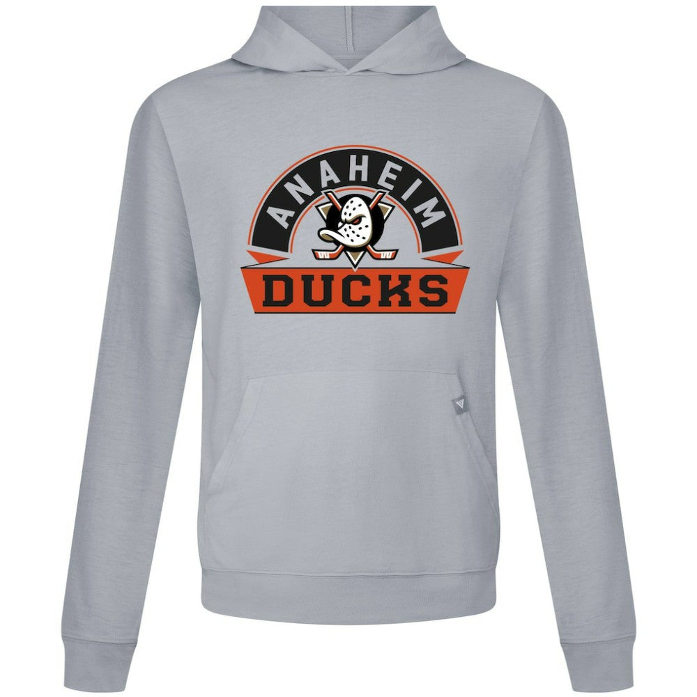 Anaheim Ducks Levelwear Relay Banner Arch Pullover Hoodie - Gray Hoodies