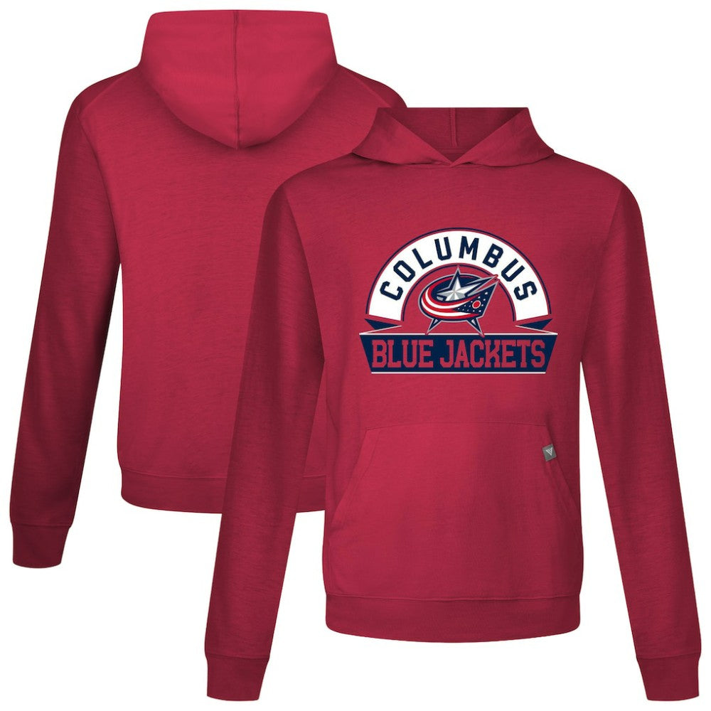 Columbus Blue Jackets Levelwear Relay Banner Arch Pullover Hoodie - Red Hoodies