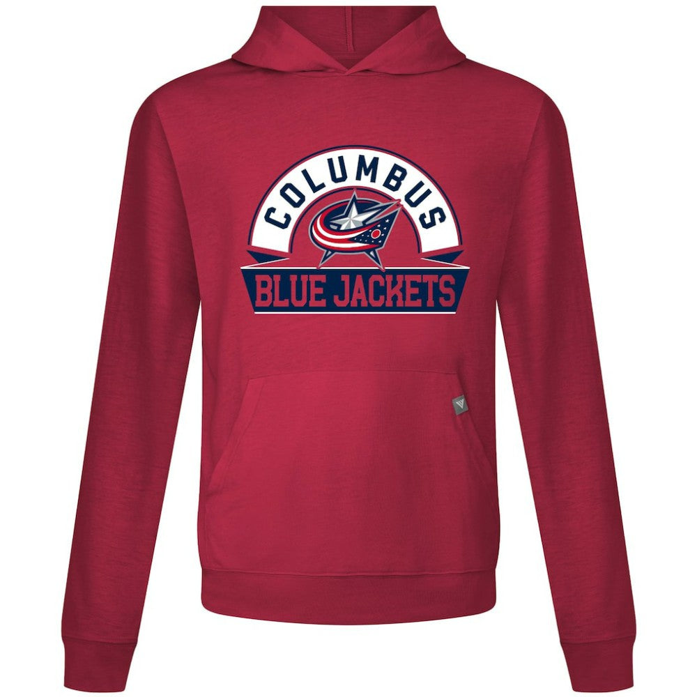 Columbus Blue Jackets Levelwear Relay Banner Arch Pullover Hoodie - Red Hoodies