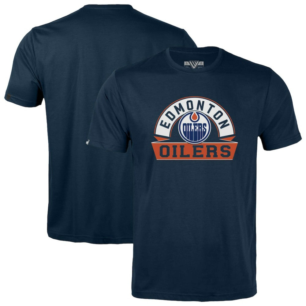 Edmonton Oilers Levelwear Youth Little Richmond Banner Arch T-Shirt - Navy T-shirts