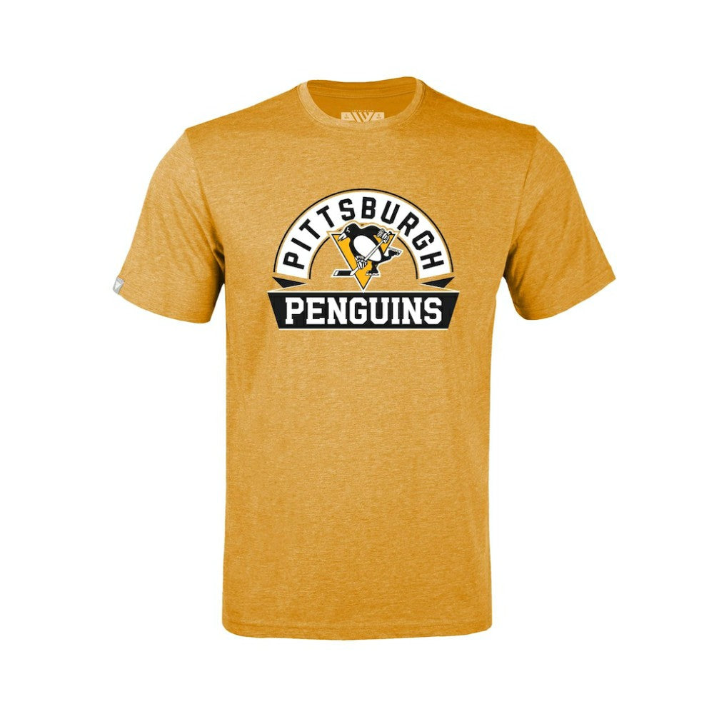 Pittsburgh Penguins Levelwear Youth Little Richmond Banner Arch T-Shirt - Gold T-shirts