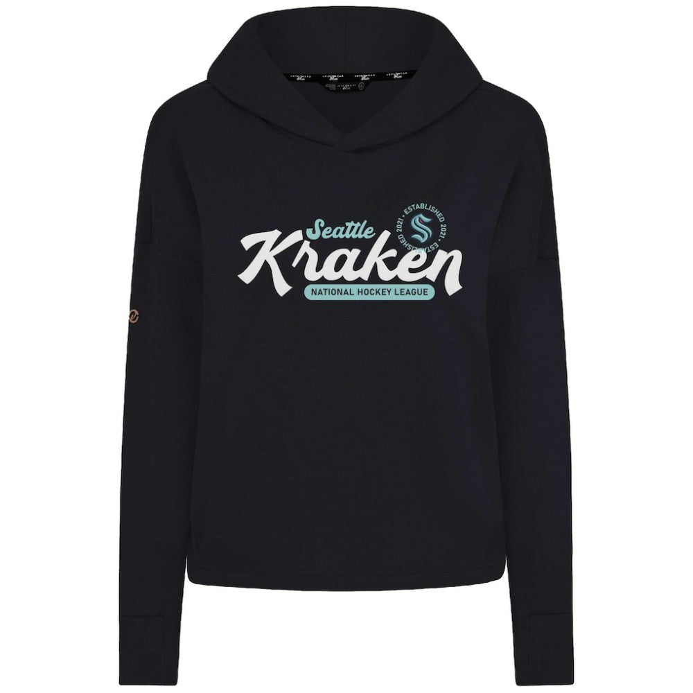Seattle Kraken Levelwear Women's Sweet Monument Tri-Blend Cropped Pullover Hoodie - Black Hoodies