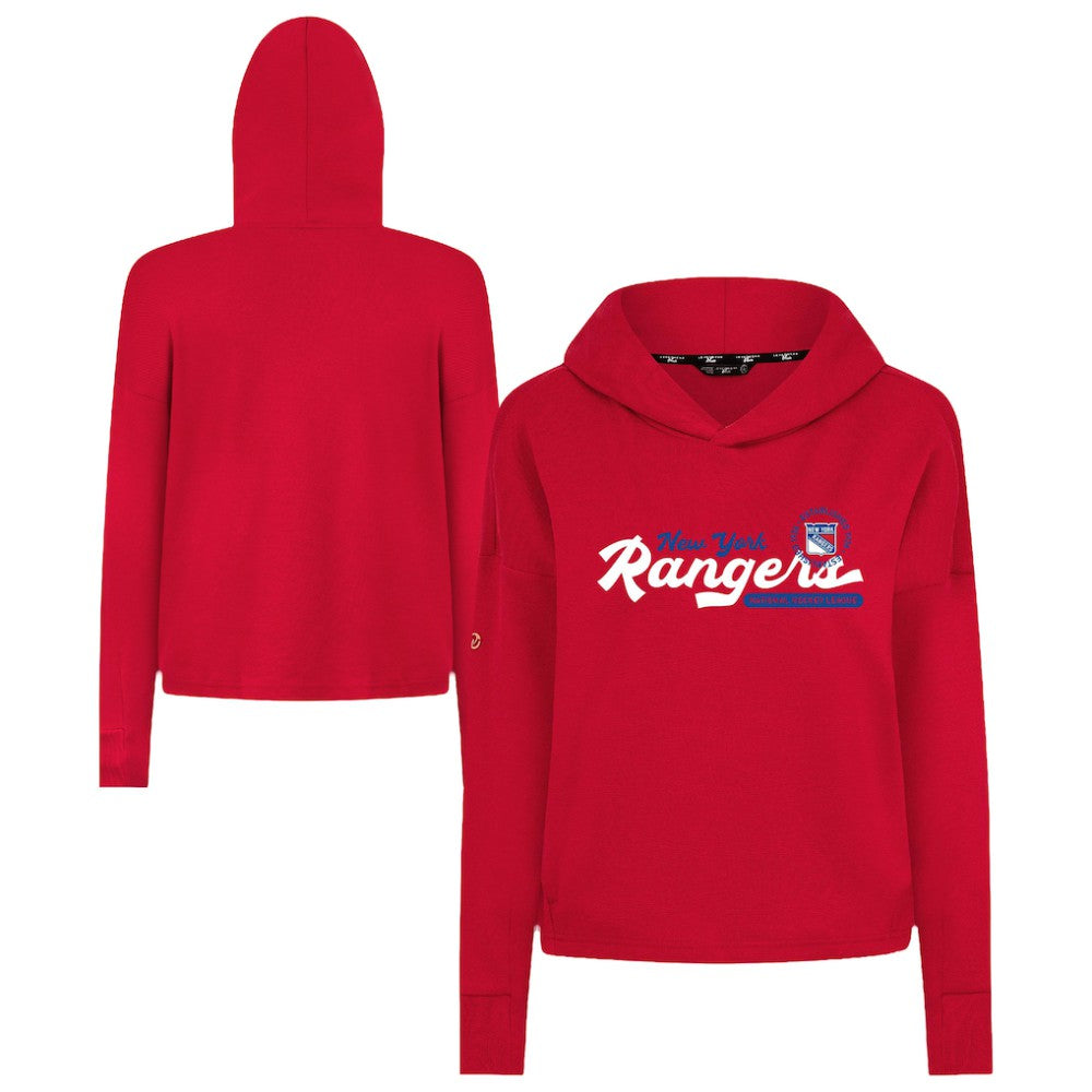 New York Rangers Levelwear Women's Sweet Monument Tri-Blend Cropped Pullover Hoodie - Red Hoodies