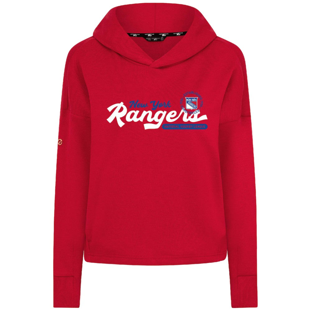 New York Rangers Levelwear Women's Sweet Monument Tri-Blend Cropped Pullover Hoodie - Red Hoodies