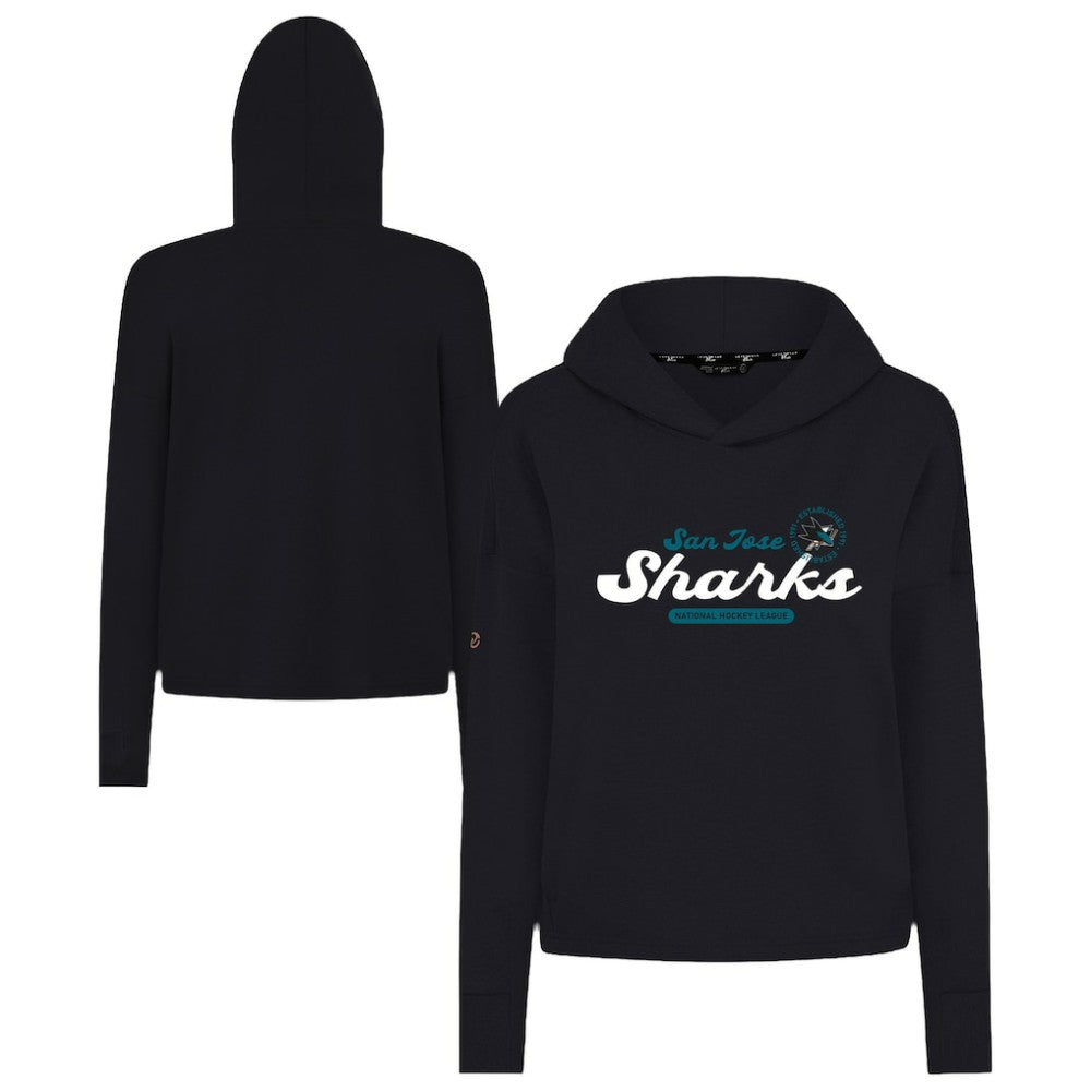 San Jose Sharks Levelwear Women's Sweet Monument Tri-Blend Cropped Pullover Hoodie - Black Hoodies