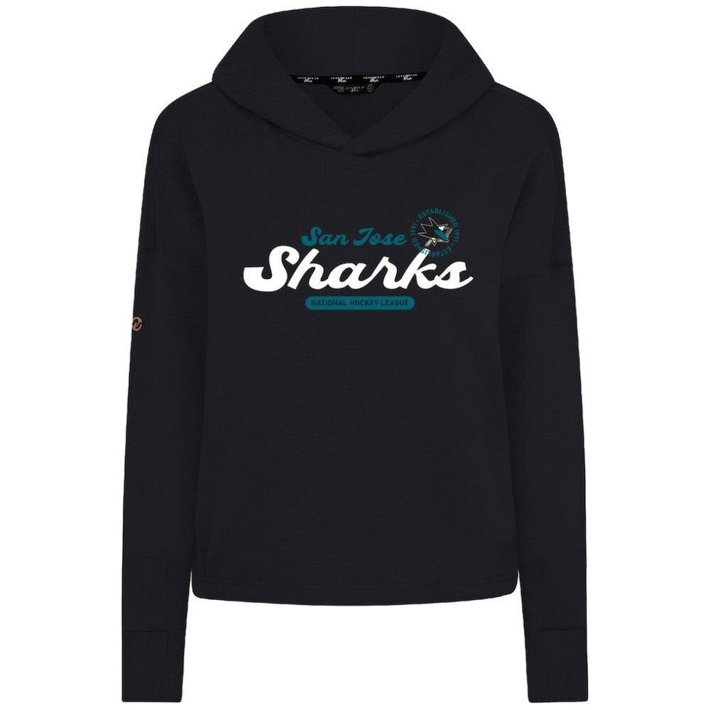 San Jose Sharks Levelwear Women's Sweet Monument Tri-Blend Cropped Pullover Hoodie - Black Hoodies