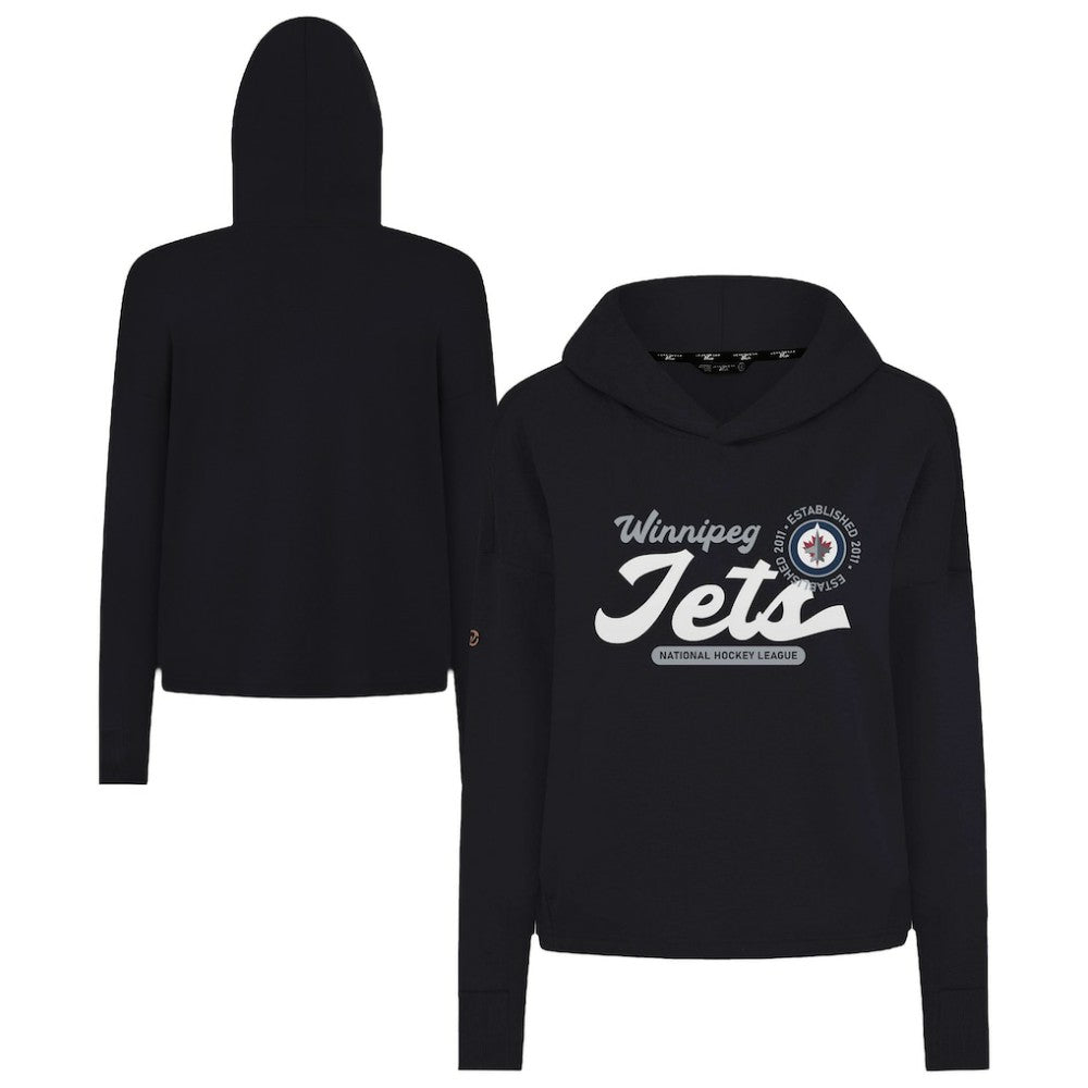 Winnipeg Jets Levelwear Women's Sweet Monument Tri-Blend Cropped Pullover Hoodie - Black Hoodies