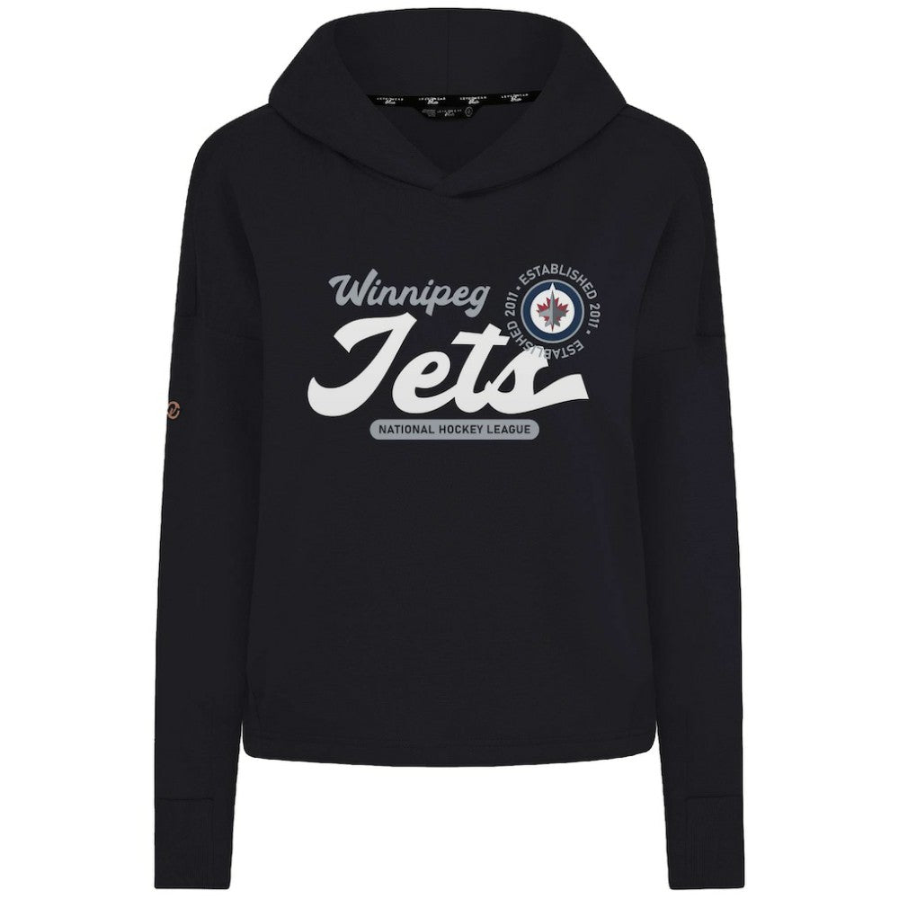 Winnipeg Jets Levelwear Women's Sweet Monument Tri-Blend Cropped Pullover Hoodie - Black Hoodies