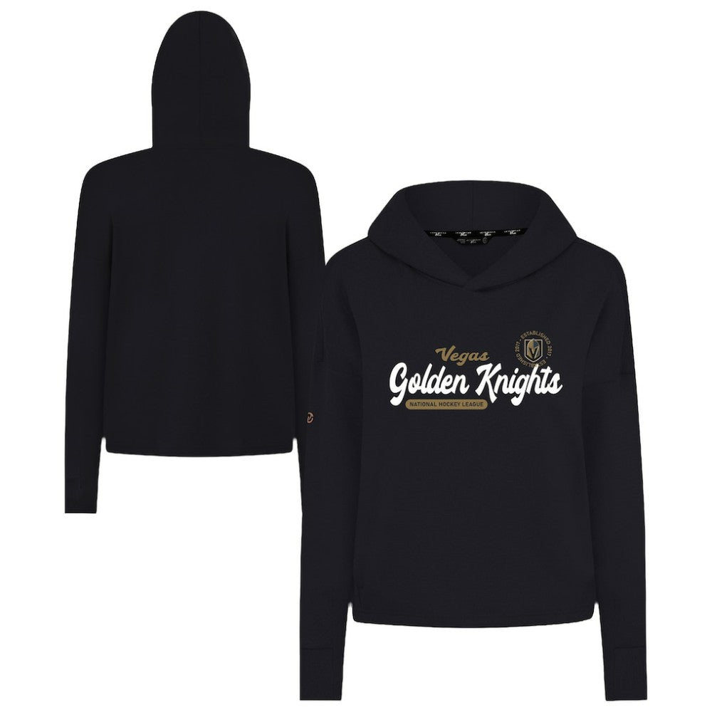 Vegas Golden Knights Levelwear Women's Sweet Monument Tri-Blend Cropped Pullover Hoodie - Black Hoodies