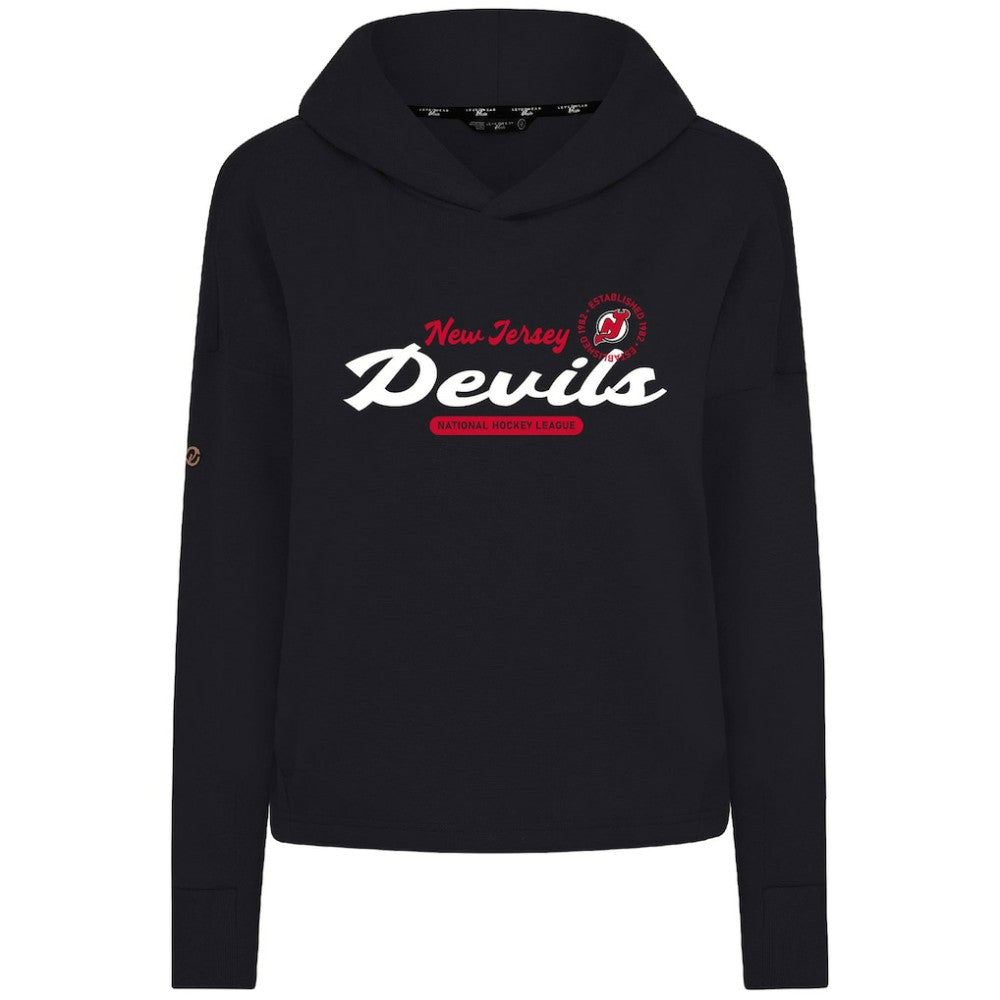 New Jersey Devils Levelwear Women's Sweet Monument Tri-Blend Cropped Pullover Hoodie - Black Jerseys