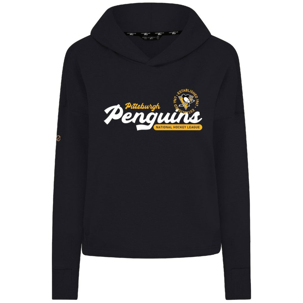 Pittsburgh Penguins Levelwear Women's Sweet Monument Tri-Blend Cropped Pullover Hoodie - Black Hoodies