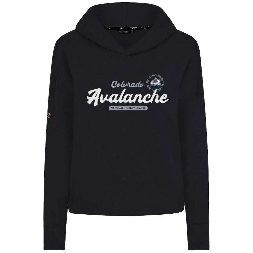 Colorado Avalanche Levelwear Women's Sweet Monument Tri-Blend Cropped Pullover Hoodie - Black Hoodies