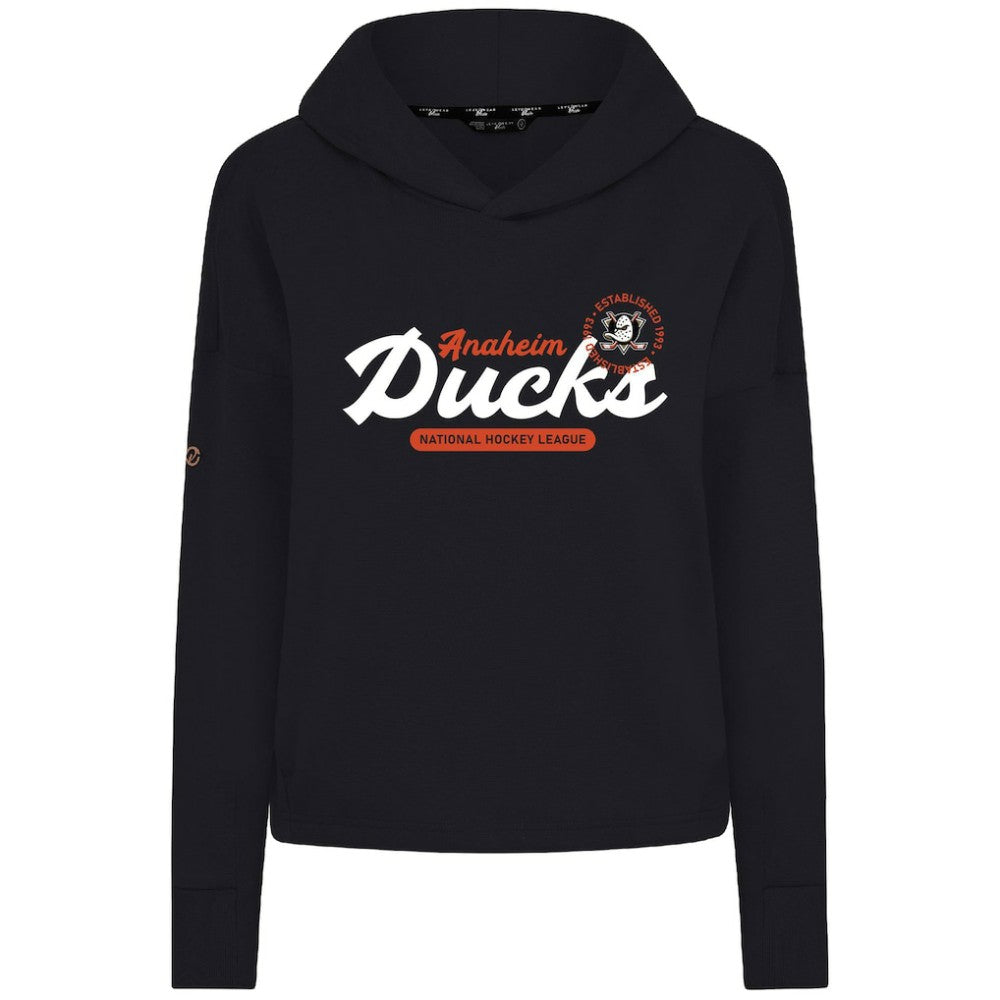 Anaheim Ducks Levelwear Women's Sweet Monument Tri-Blend Cropped Pullover Hoodie - Black Hoodies