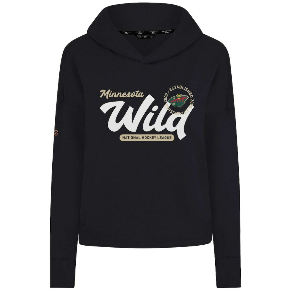 Minnesota Wild Levelwear Women's Sweet Monument Tri-Blend Cropped Pullover Hoodie - Black Hoodies