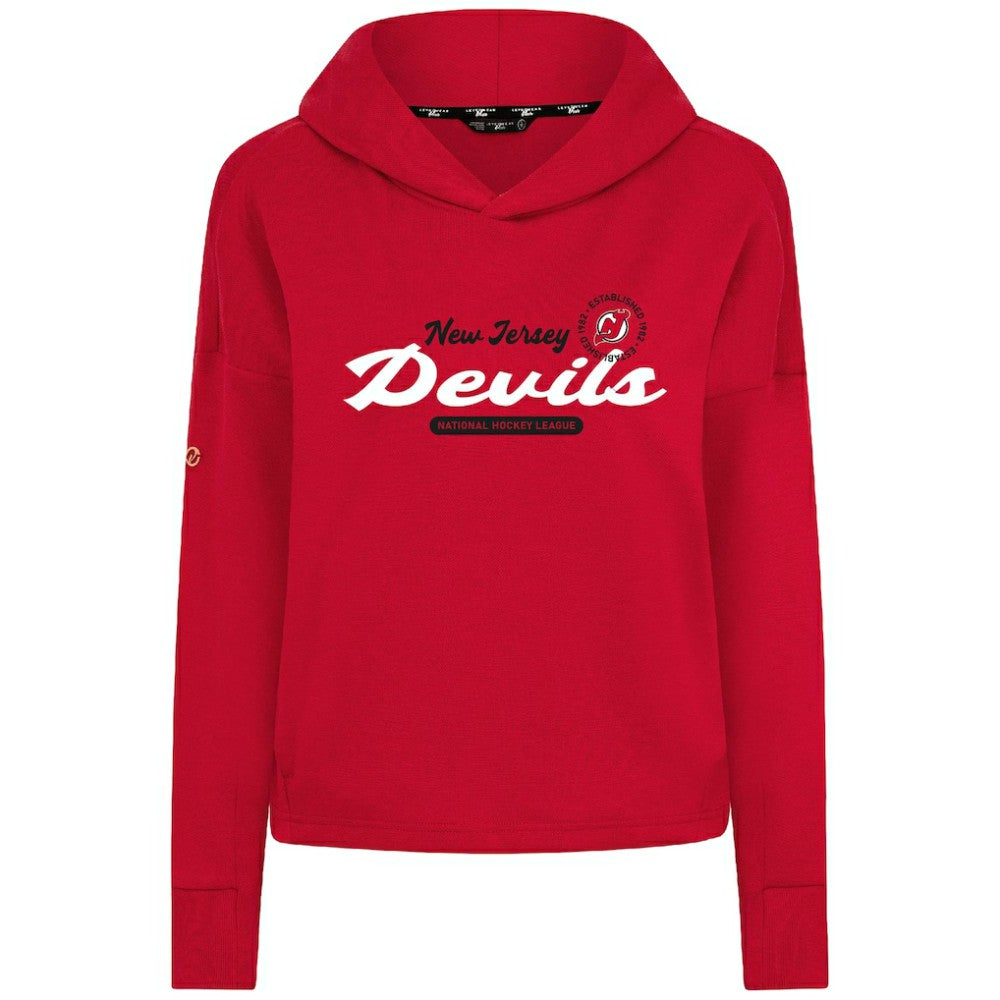 New Jersey Devils Levelwear Women's Sweet Monument Tri-Blend Cropped Pullover Hoodie - Red Jerseys