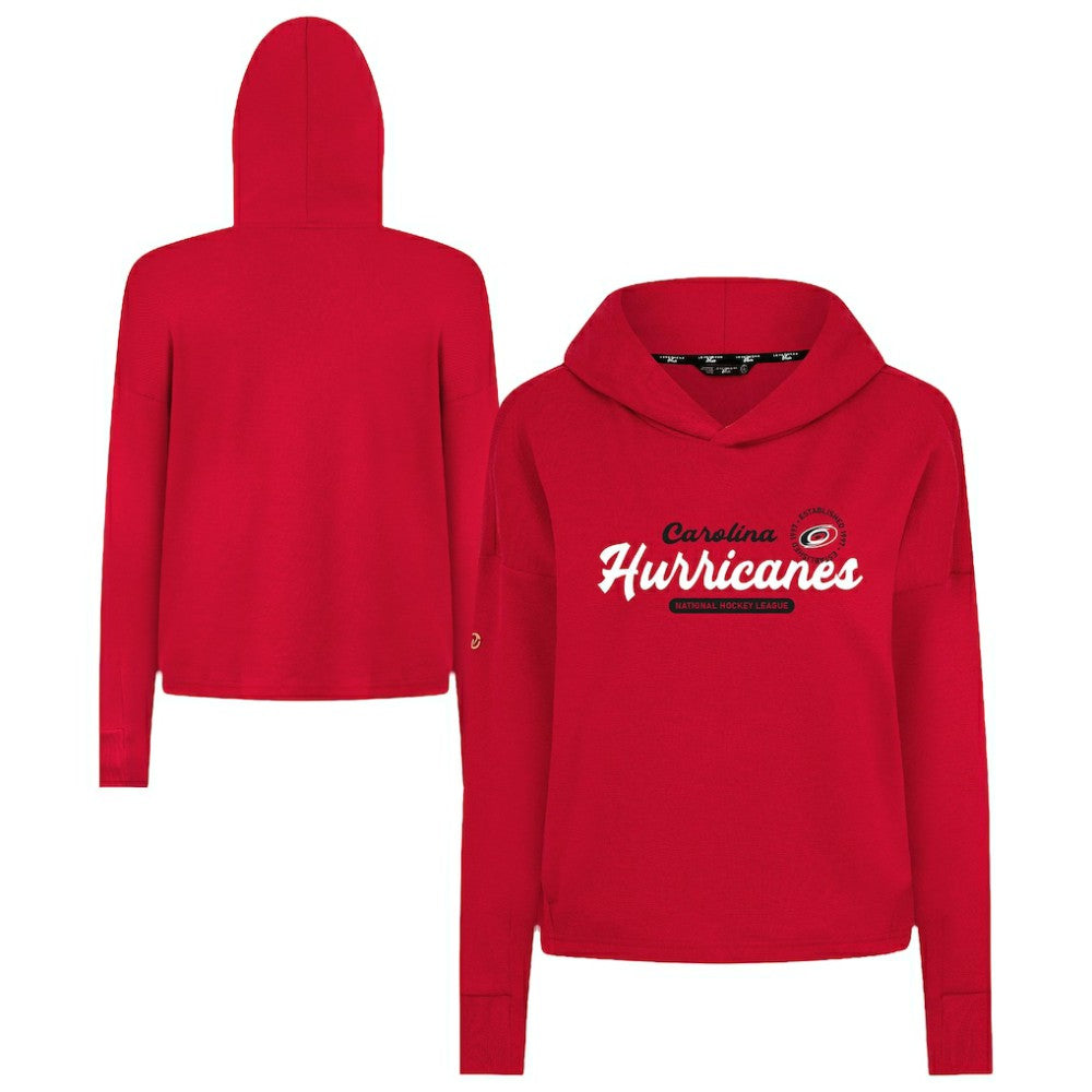 Carolina Hurricanes Levelwear Women's Sweet Monument Tri-Blend Cropped Pullover Hoodie - Red Hoodies