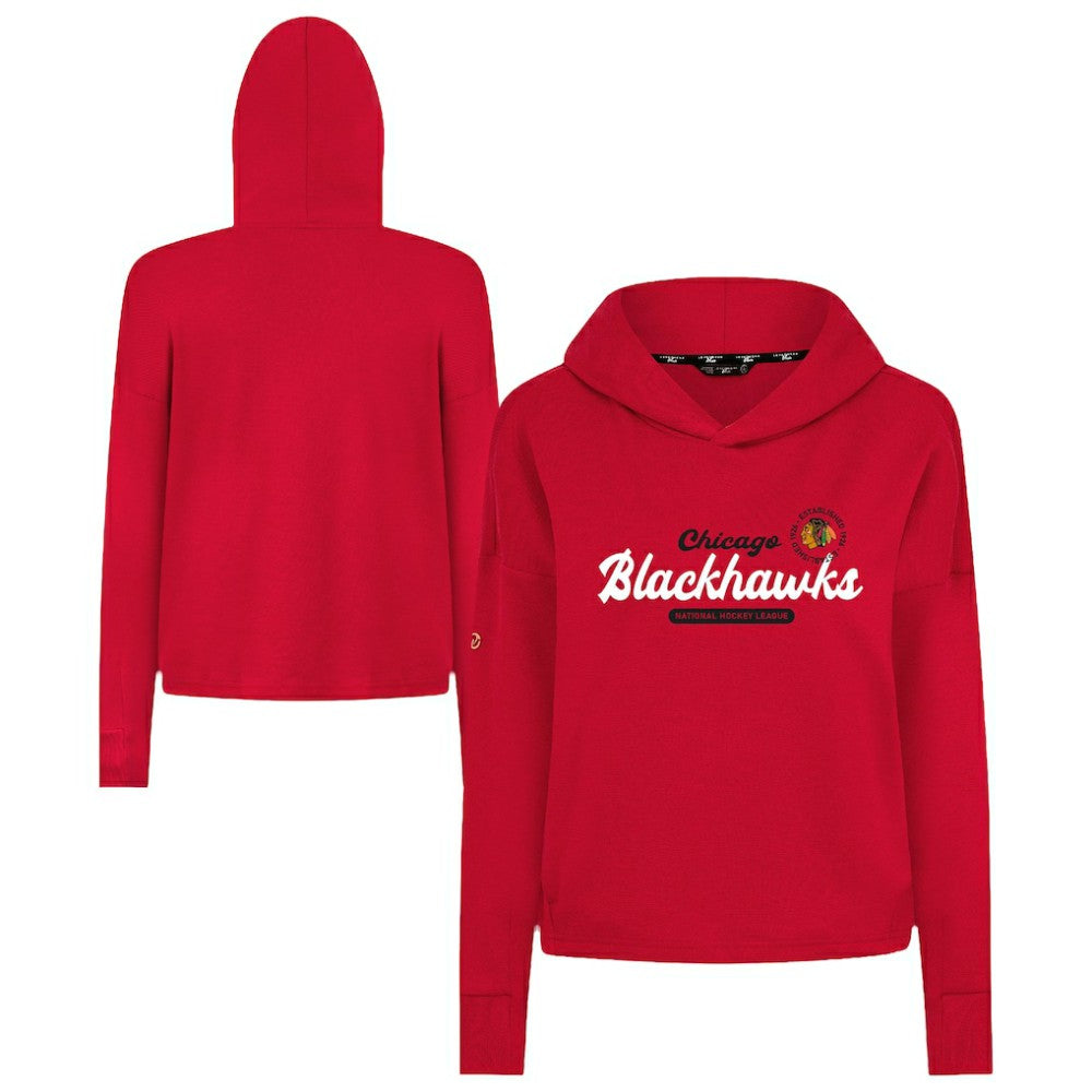 Chicago Blackhawks Levelwear Women's Sweet Monument Tri-Blend Cropped Pullover Hoodie - Red Hoodies