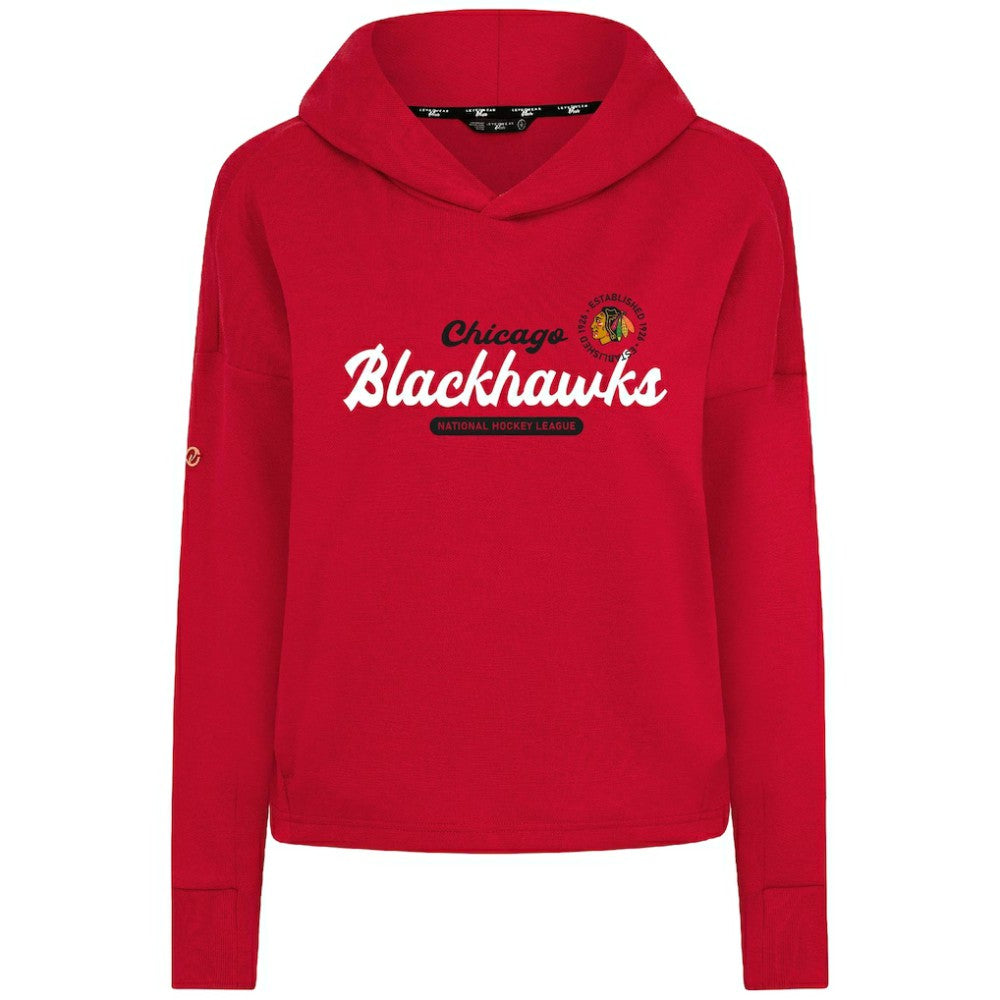 Chicago Blackhawks Levelwear Women's Sweet Monument Tri-Blend Cropped Pullover Hoodie - Red Hoodies