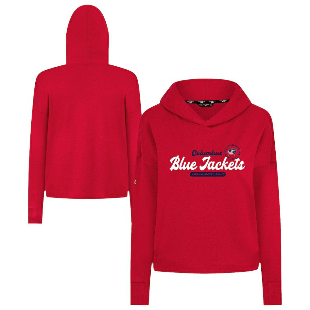 Columbus Blue Jackets Levelwear Women's Sweet Monument Tri-Blend Cropped Pullover Hoodie - Red Hoodies