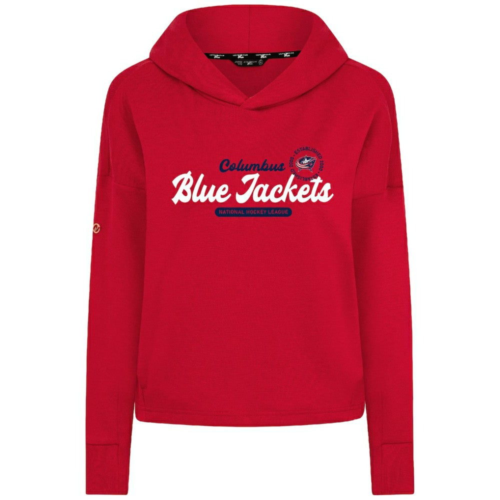 Columbus Blue Jackets Levelwear Women's Sweet Monument Tri-Blend Cropped Pullover Hoodie - Red Hoodies