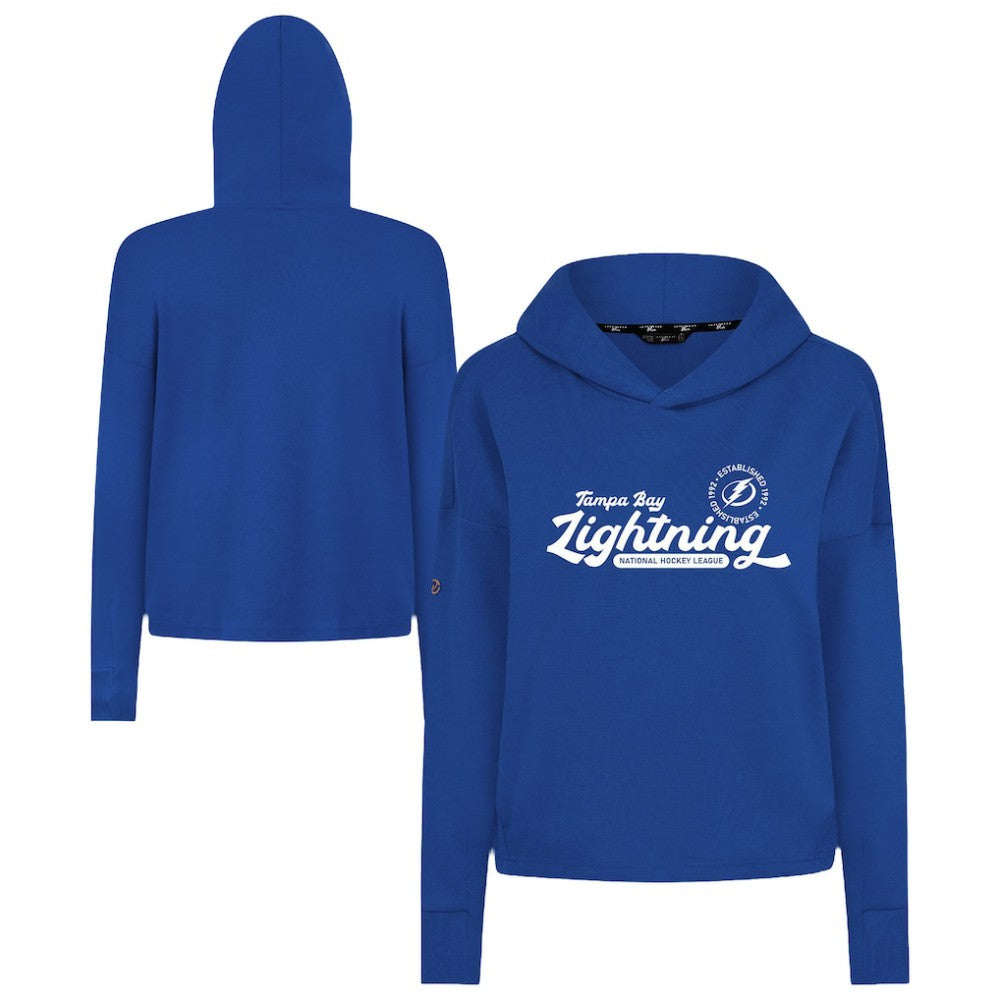 Tampa Bay Lightning Levelwear Women's Sweet Monument Tri-Blend Cropped Pullover Hoodie - Royal Hoodies