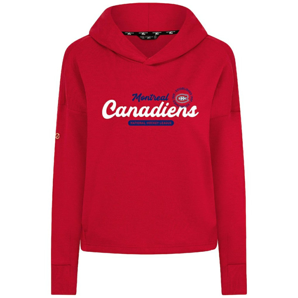 Montreal Canadiens Levelwear Women's Sweet Monument Tri-Blend Cropped Pullover Hoodie - Red Hoodies